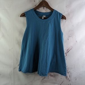 Kleen Tank Top Women Small Blue Muscle Sleeveless Shirt Crew Neck Lagenlook